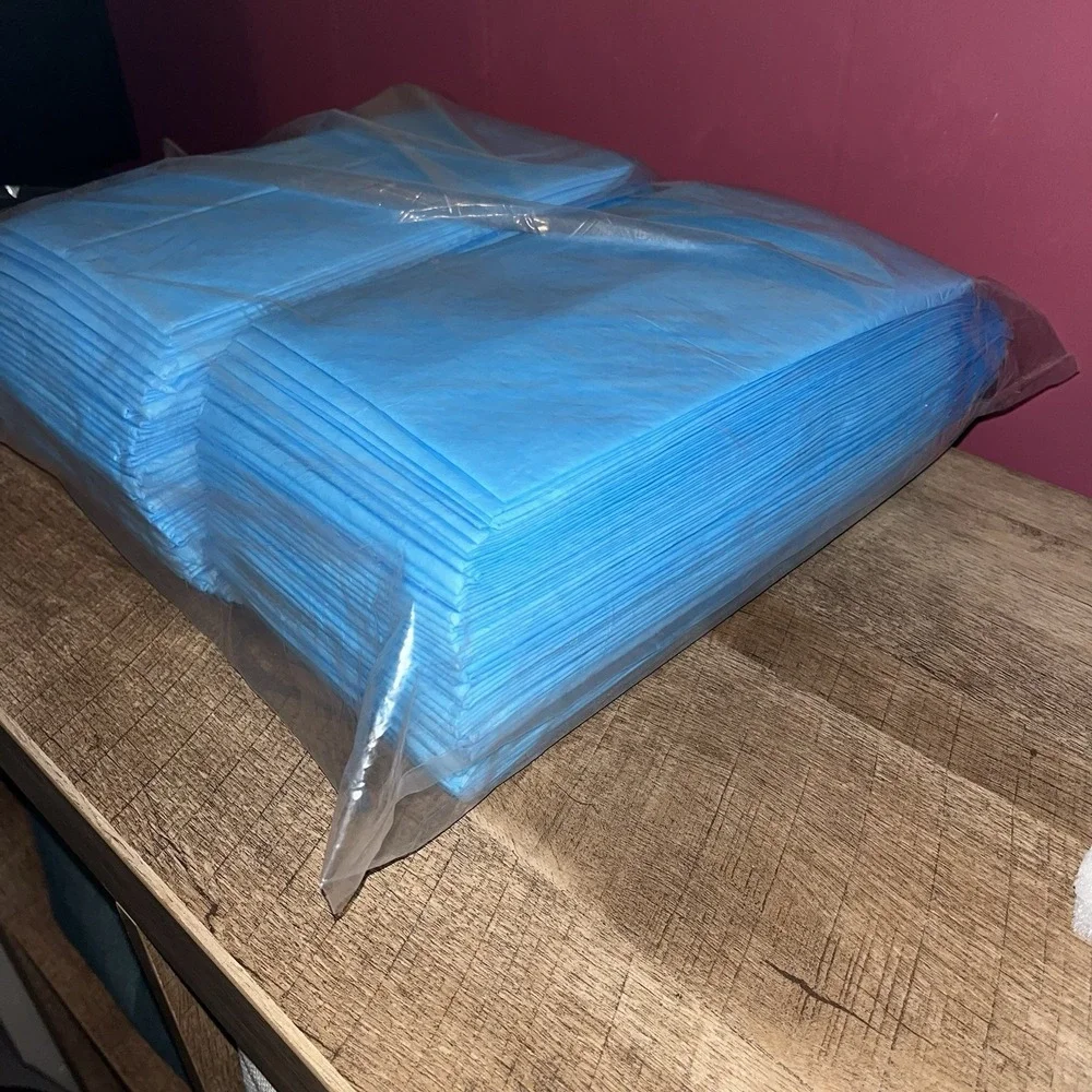 100 Large 17'' x 24'' Disposable Bed Covers Disposable Incontinence Blue Pads